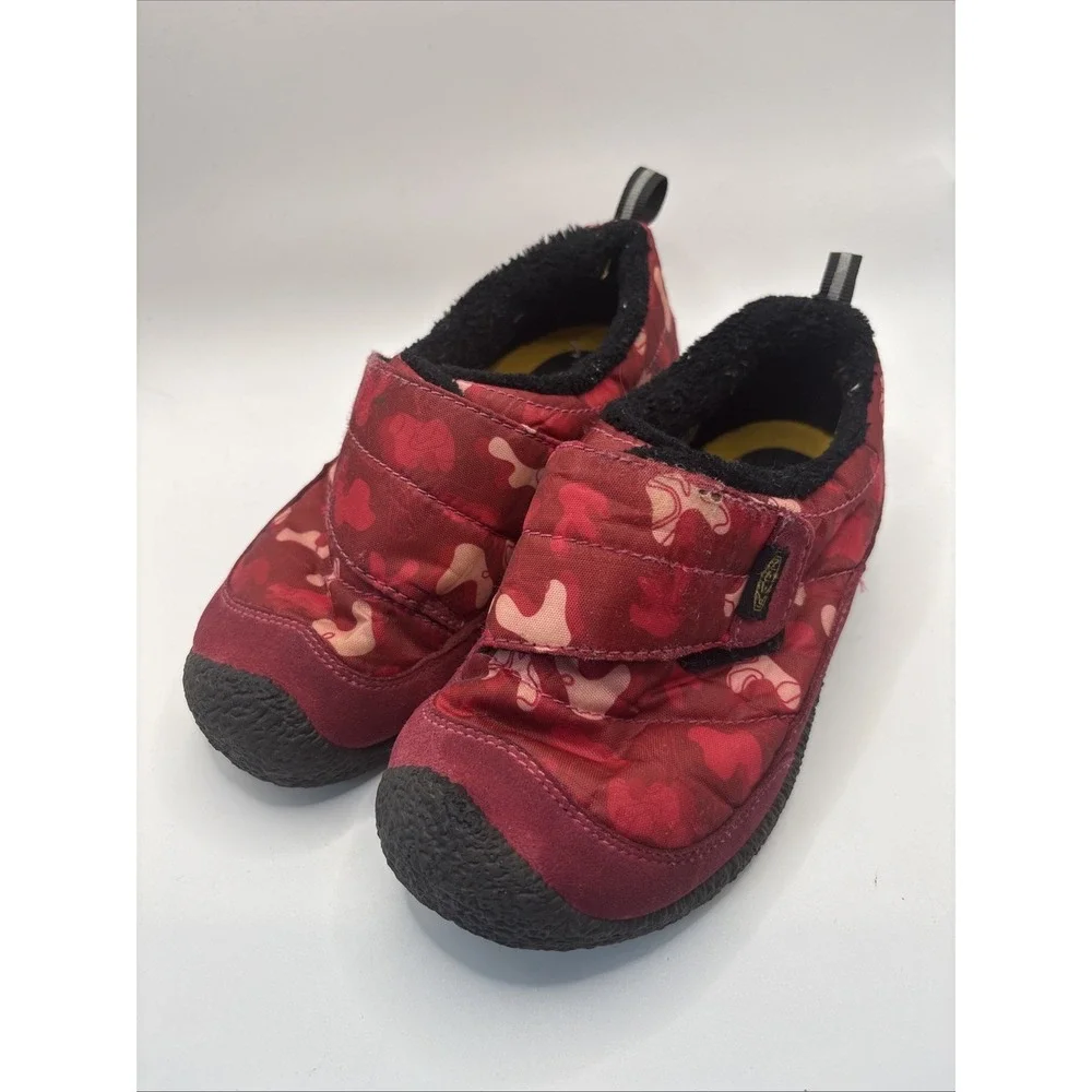 Keen Howser Low Wrap Slip On Shoes Girls Sz 13 Jam Rhubarb Pink Red Hook & Loop